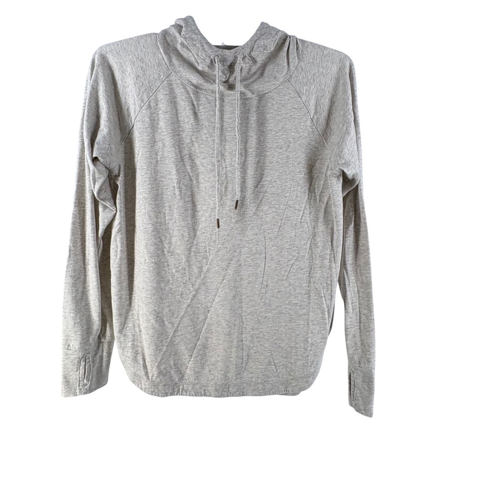Garnet Hill Womens Organic Cotton Tencel Hoodie Heather Grey Thumbhole 50116